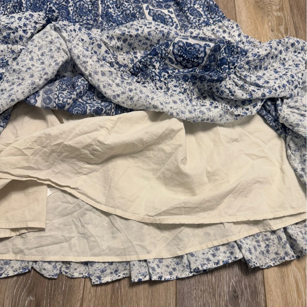 #13)  NWOT Abercrombie & Fitch Blue and White Patchwork Maxi Dress